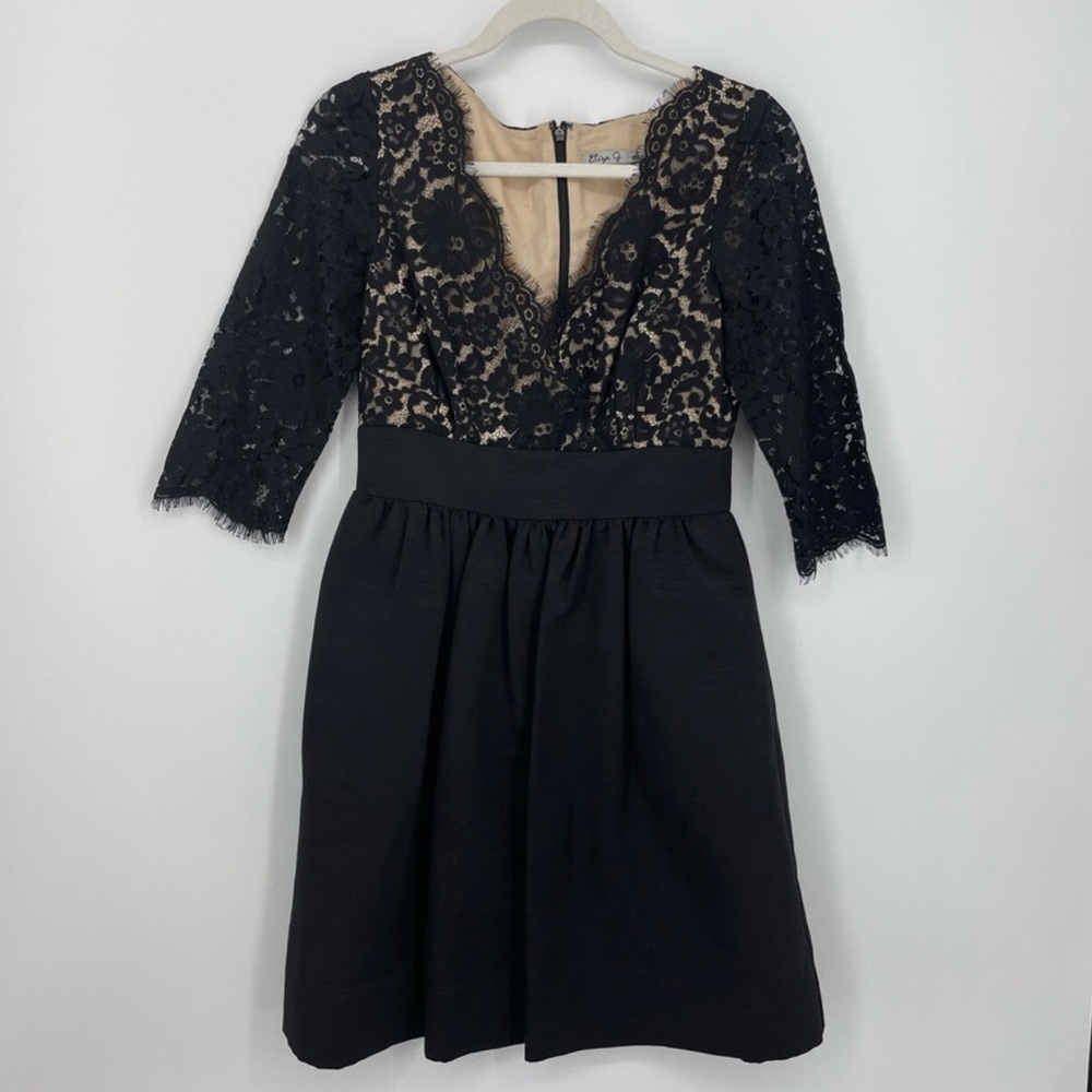 Eliza J 3/4 sleeve black/nude cocktail dress
Size: 8